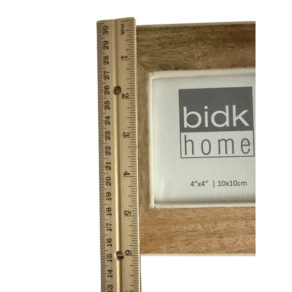 BIDK Home Wood Square Picture Frame Brown White Holds 4"x4" Photo (Total 6"x6") - Picture 6 of 9